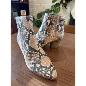 NWOT VINCE CAMUTO Leather Snakeskin Block Heel Ankle Boots 7M Mobwife Boho